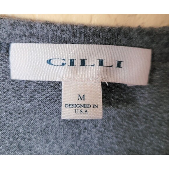 Gilli Women's Size Medium Gray Open Front Long Sweater Cardigan Duster Roll Tab - Picture 3 of 6